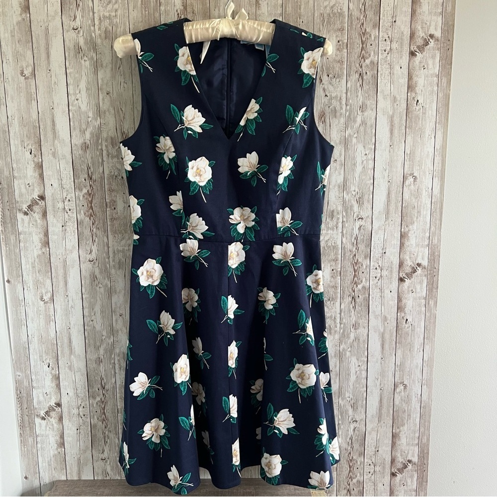 Draper James Navy Magnolia Floral Print Dress 6